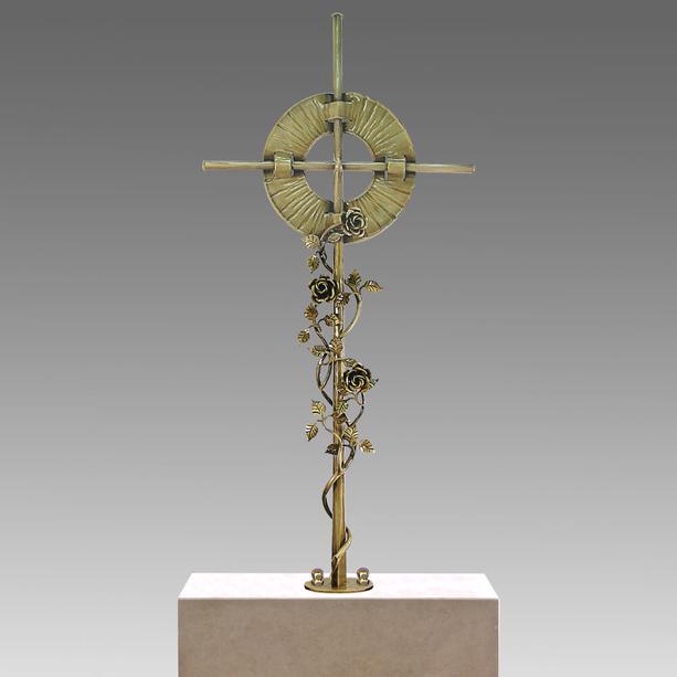 Grabkreuz mit Rosenranken aus Schmiedebronze - Quinto