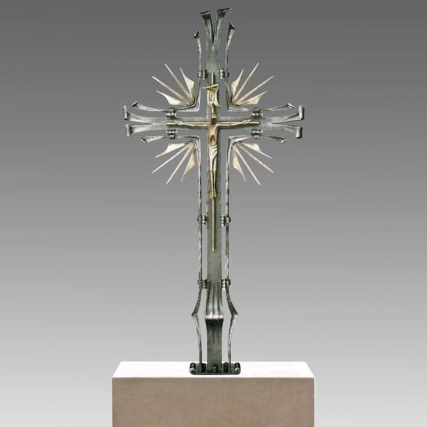 Grabkreuz mit Jesus Figur - modern - Metall - Salvo