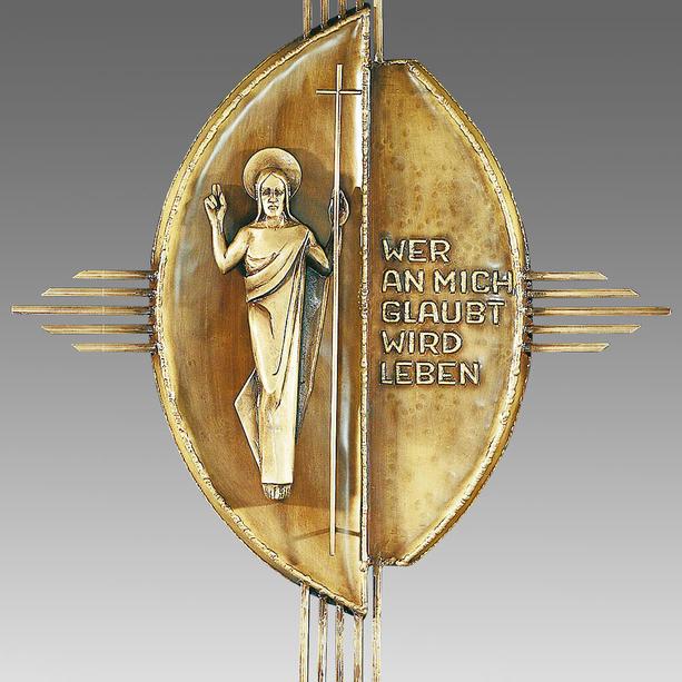 Metall Grabkreuz mit segnendem Jesus Christus - Vittore