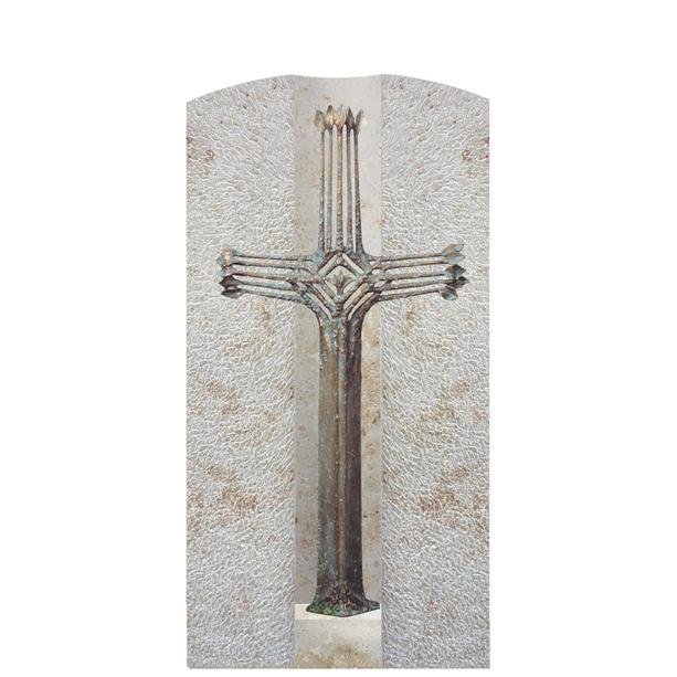 Doppelgrabstein mit Bronze Grabkreuz modern - Crociato Facile