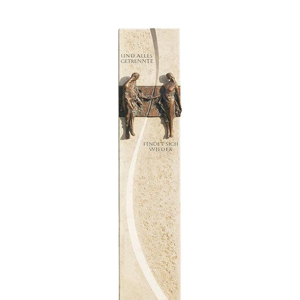 Doppelgrab Stele in Kalkstein & Bronze Ornament - Ameta