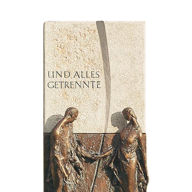 Doppelgrab Stele in Kalkstein & Bronze Ornament - Ameta