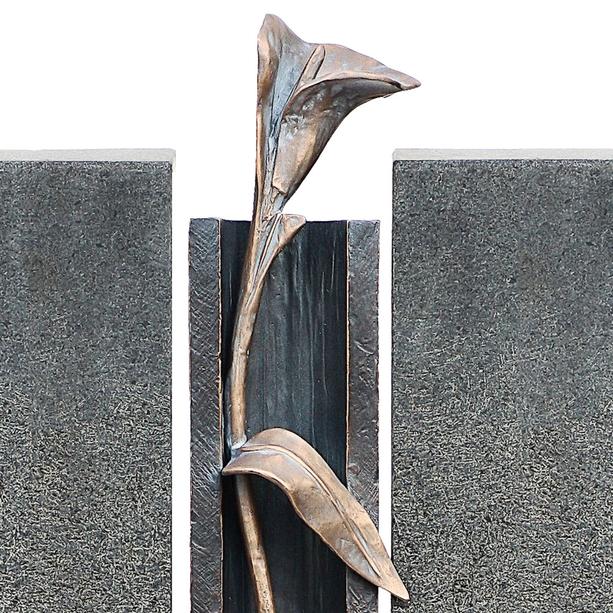 Granit Urnengrabmal mit Bronze Blume - Barone Calla