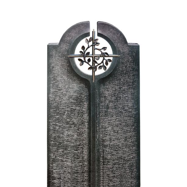 Moderner Urnengrabstein mit floralem Bronze Kreuz Symbol  - Novara Cruzis