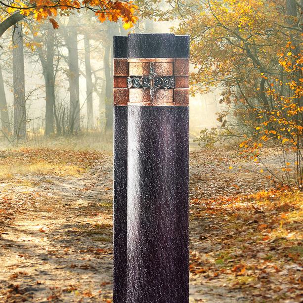 Schwarze Granit Doppelgrab Stele mit Bronze Tabernakel - Santuario