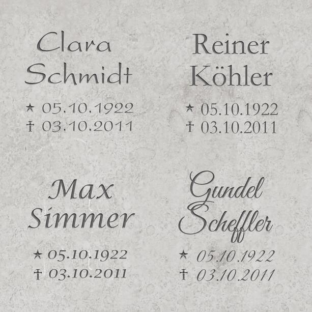 Grabtafel fr ein Urnengrab mit Bronze Schrift auf dunklem Granit - Novelio